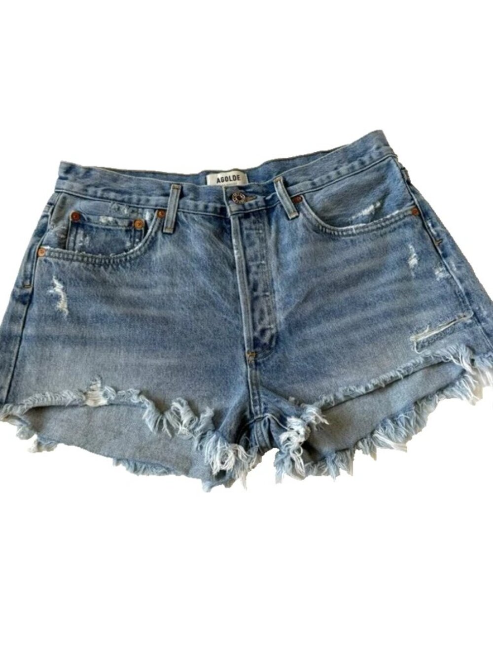 Agolde Womens 30 Parker Vintage Cut Off Denim Shorts Jean Blue Distressed Jorts
